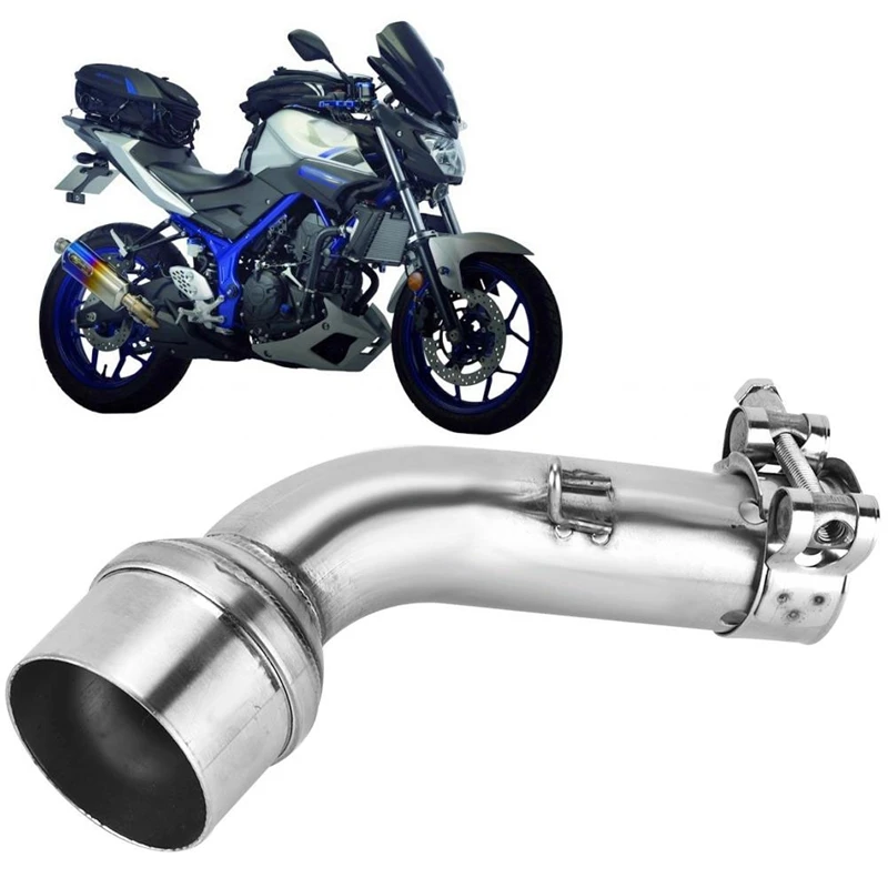 Motorcycle Exhaust Adapter 51MM Slip on Link Pipe Escape Mid Tube Clamp Connector for YAMAHA YZF R25 R30 R3 | - Цена: 