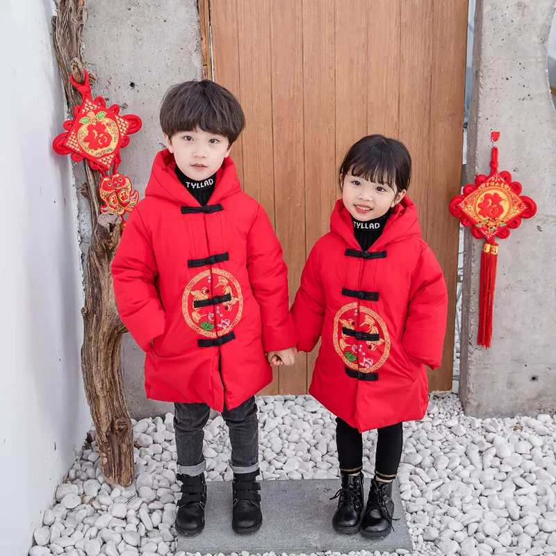Winter Girls Warm Jacket Boy Kids New Year Outerwear Children Clothing Autumn Baby Girl Boys Cute Jacket Hooded Coats 1-11T