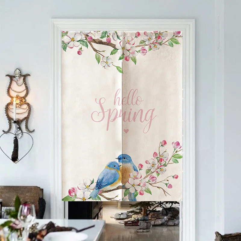 

American Flower and Bird Door Curtain Partition Curtain Bedroom Decoration Half Curtain Kitchen Toilet Feng Shui Curtain Noren