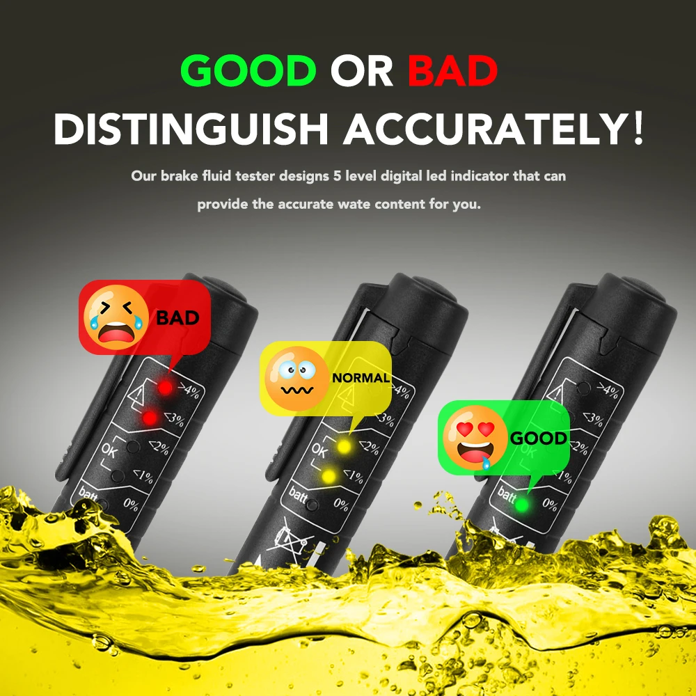 Car Brake Fluid Tester Diagnostic Tool For Mercedes W203 BMW E39 E36 E90 F30 F10 Volvo XC60 S40 Audi A4 A6 Q5 Q7 Accessories