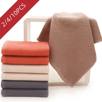 

10PC 100% Cotton Hand Towels For Adults Plaid Bathroom Face Towel 33x72cm Magic Sport Towel Care Waffle Hand