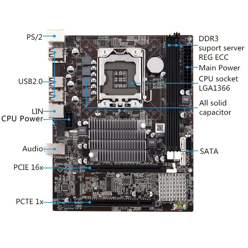 Материнская плата X58 cpu ram Combo LGA1366 материнская плата с Intel X5650& 2-Ch 8G ram ECC с кулером