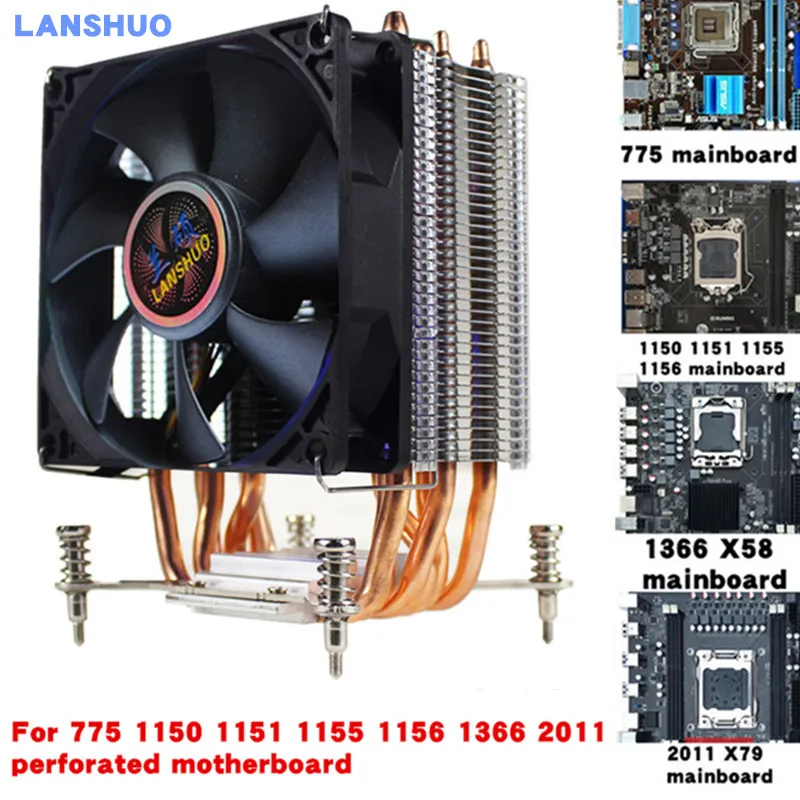 NO LightHight Speed 3/4PIN RGB светодиодный Процессор кулер 6-Heatpipe 12V 9 см охлаждения радиатора для LGA 775 1150 1151 1155 1156X58 1366X79 2011 - Цвет лезвия: NO LightHight Speed