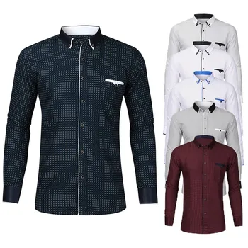 

Men's Casual Long Sleeve Printed Lapels Business Shirt Tops plus size S-4XL hawaiian shirt camisa social masculina streetwear