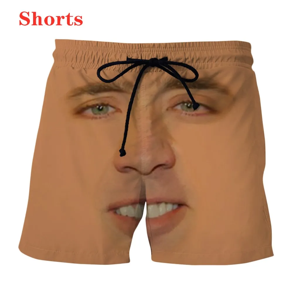 New 3D Printing Hot Famous Actor Nicolas Cage Fashion Men Women Tracksuits Crewneck Hip Hop Shorts Plus size S-7XL