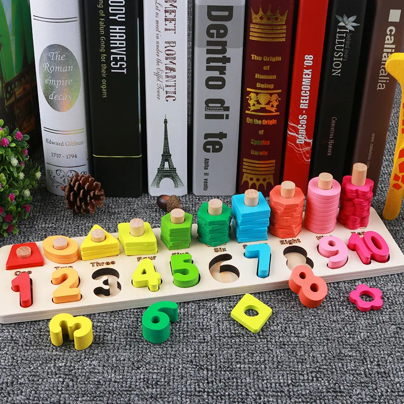 Монтессори цвет форма с цифрами доска Когнитивная графика игрушка детей раннего возраста образовательный совпадающий номер Recognizin