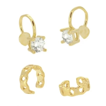 

2019 New 925 Sterling Silver Luxury Bling Hanging Stud Earrings For Women Moon lightning Slice Charm Small Studs Earring A30