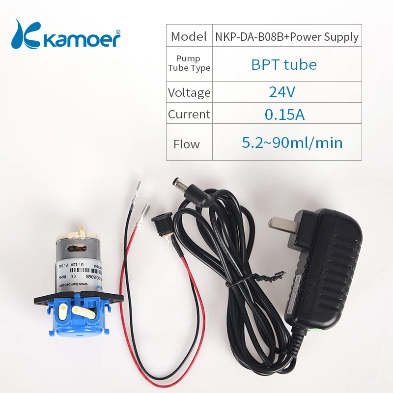 Kamoer NKP перистальтический насос с использованием геотермальной энергии(DC мини водяной насос 12 V/24 V, БПТ/силиконовые трубки,, прямые, л Тип - Напряжение: DA-B08B-Power supply