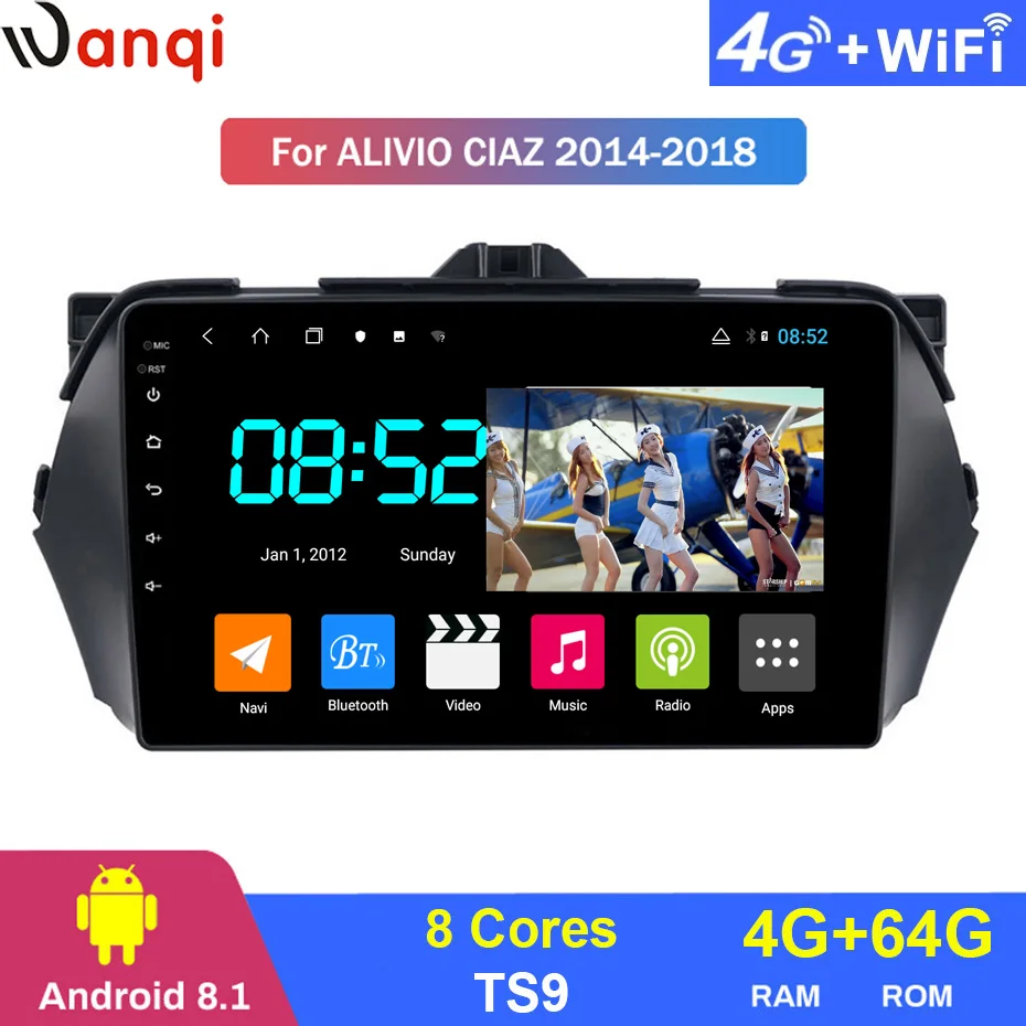 Android 8 1 автомобильный DVD 1din мультимедийная система Navi для Suzuki Alivio/CIAZ 2014-2018