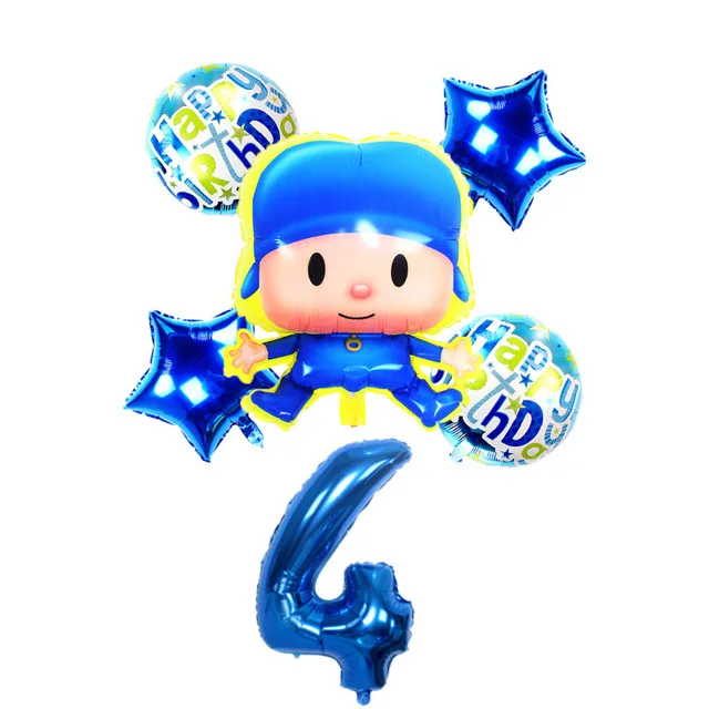 1 й синий Pocoyo День Рождения украшения Детские воздушные шары бэби Шауэр для