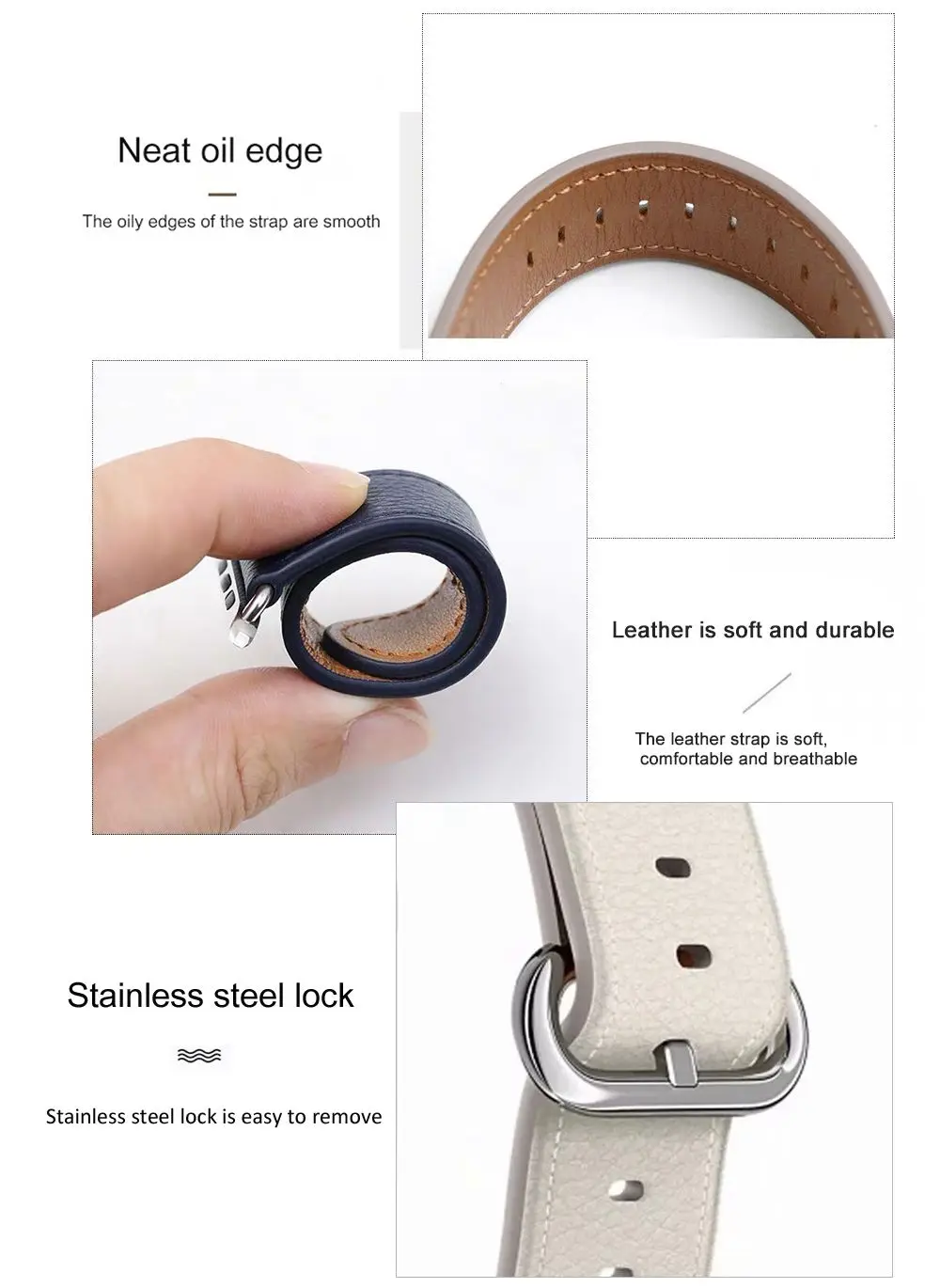 Samrt Watch Band for Apple Watch Band Series 6 SE 5 4 3 2 1 Leather Strap 44mm 38mm 42mm 40mm