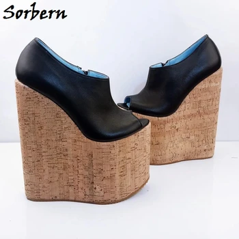

Sorbern Custom 20Cm Wedge Heels Pump Shoes Platform Round Toe Side Zipper Slip On Exotic Dancewear Crazy High Heels Big Size 14
