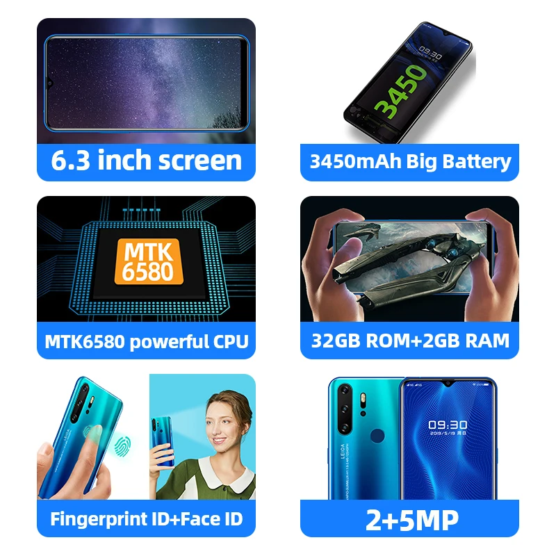 Newest P35 PRO 6.3 inch Full-screen  8GB RAM 128