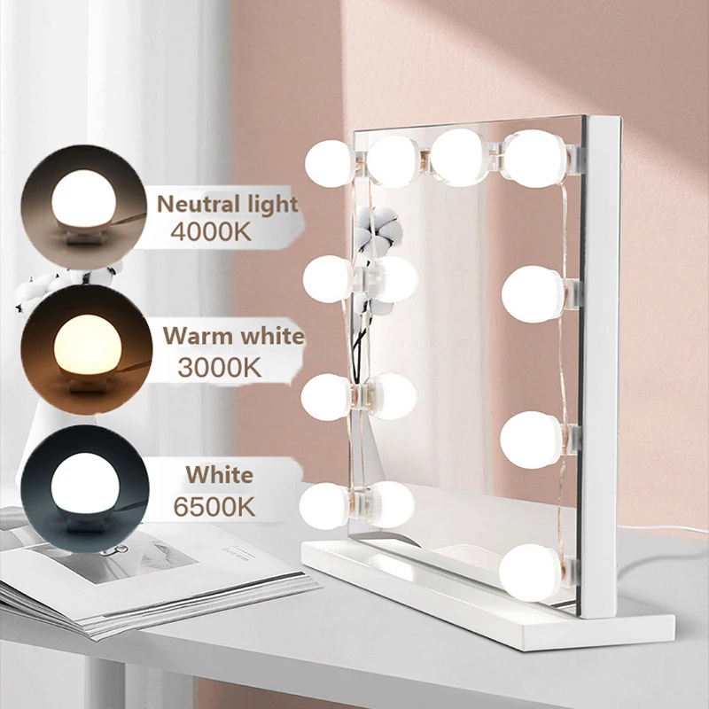 PROD 1005003217803450 LED Make Up Mirror Light Bulbs 3 Modes Colors USB
Touch Dressing Table Mirror Lamp 4/6/8/10/12PCS Dimmable Vanity Lights