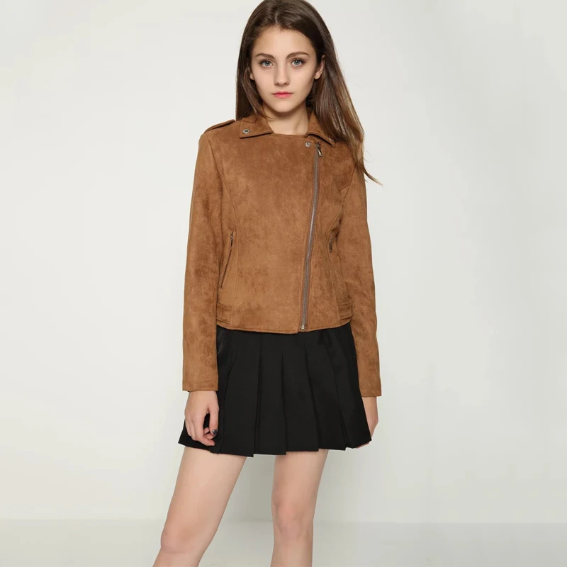 Женская замшевая куртка TMODA271 из искусственной кожи на осень и зиму женская