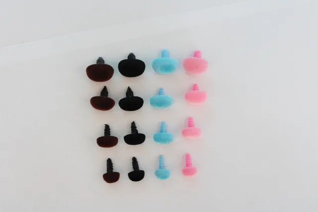 40pcs/lot---7x9mm/9x12mm/10x14mm/12x16mm blue/pink/brown/black  oval flocking toy safety nose + soft washer----size&color option 6