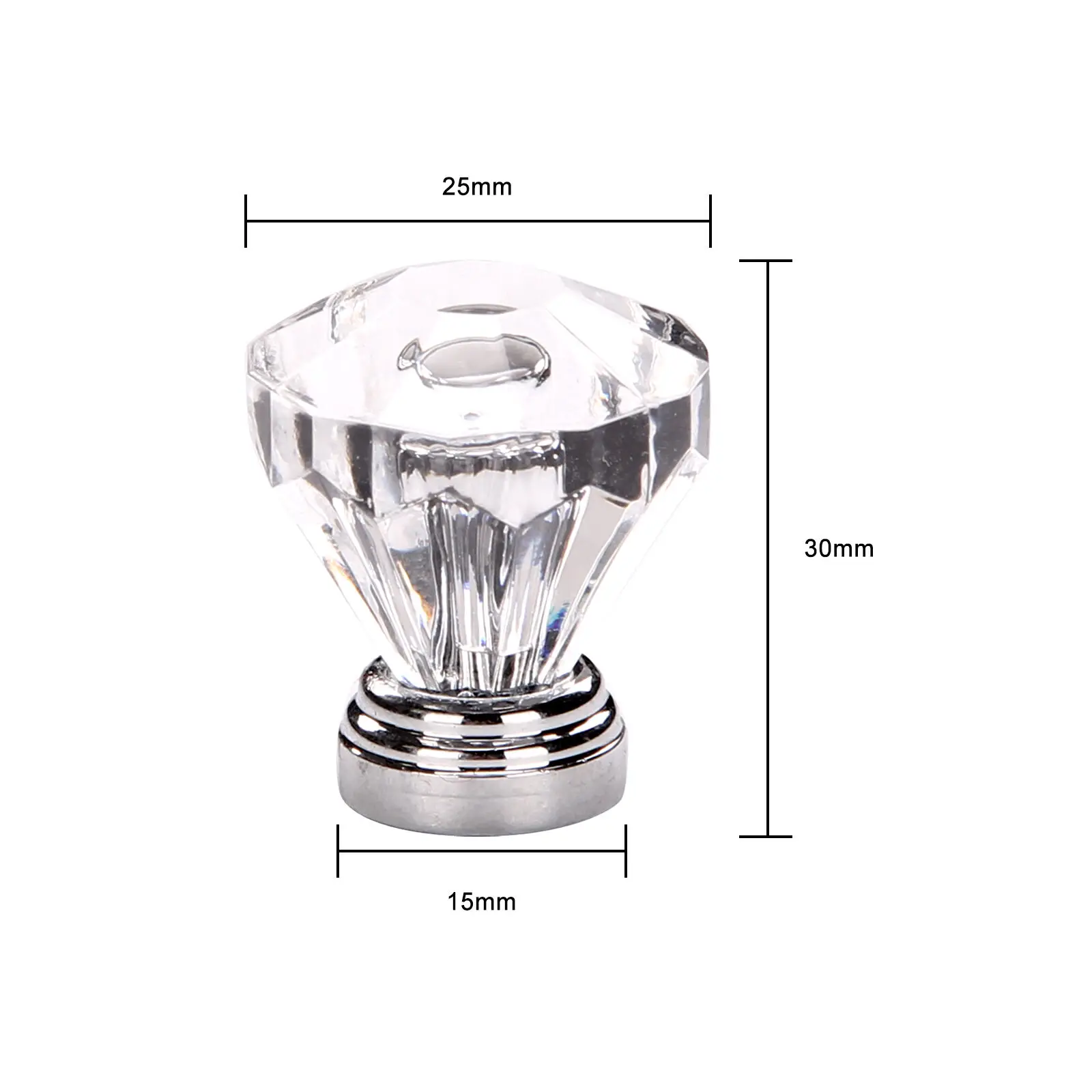 25 / 30mm Diamond Shape Design Glass Knobs Cupboard Drawer Pull Out Kitchen Cabinet Door Door Handle Door Pull Handle