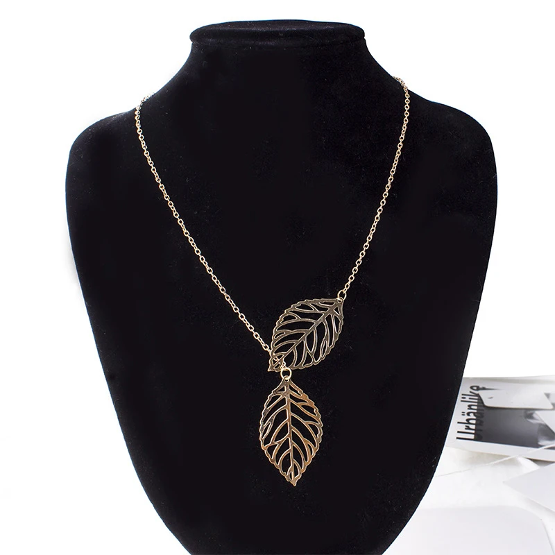 SUMENG New Fashion Jewelry Gold And Silver Color Two – Leaf Pendant Necklace Multi – Layer Statement For Women 2021 Necklace