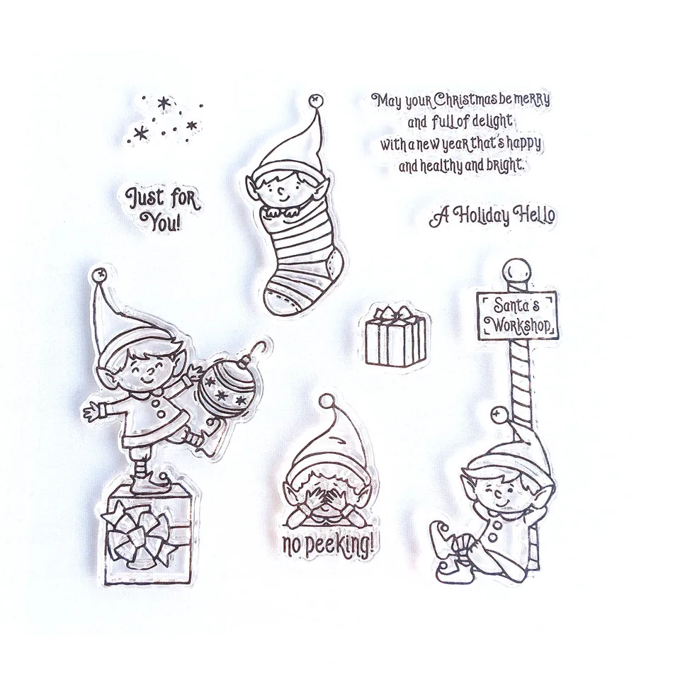 Merry Christmas Мальчики ремесло прозрачный силиконовый штамп для скрапбукинга DIY Фотоальбом Карта изготовление декоративные прозрачные штампы лист