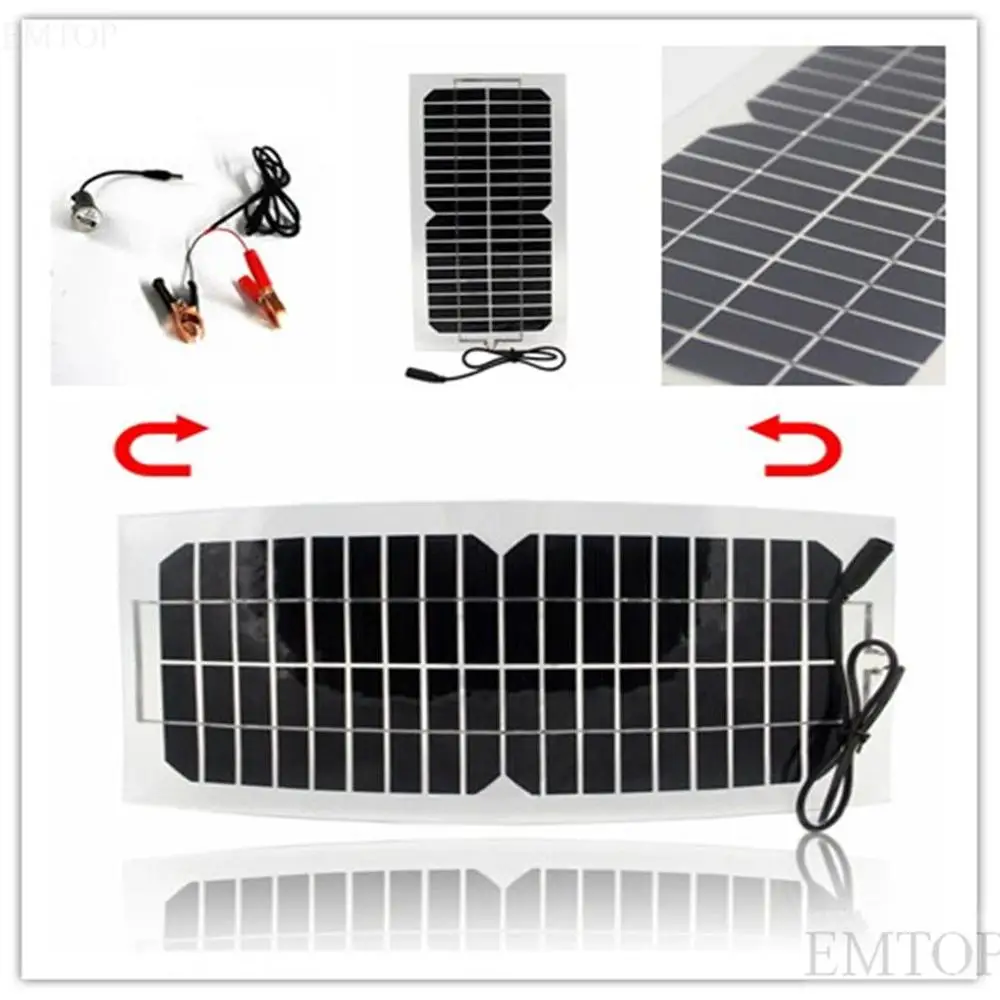 

18V 10W Solar Panel USB Power Bank Board Car Charger Crocodile Clips Charging Solar Cell Board