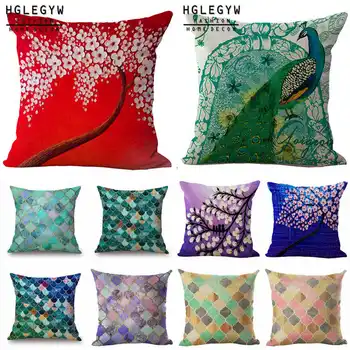 

Bohemian Flower Plant Pattern Cotton Linen Pillowcase for Home Office Sofa Seat Decor Textile Throw Printed Pillow Cover