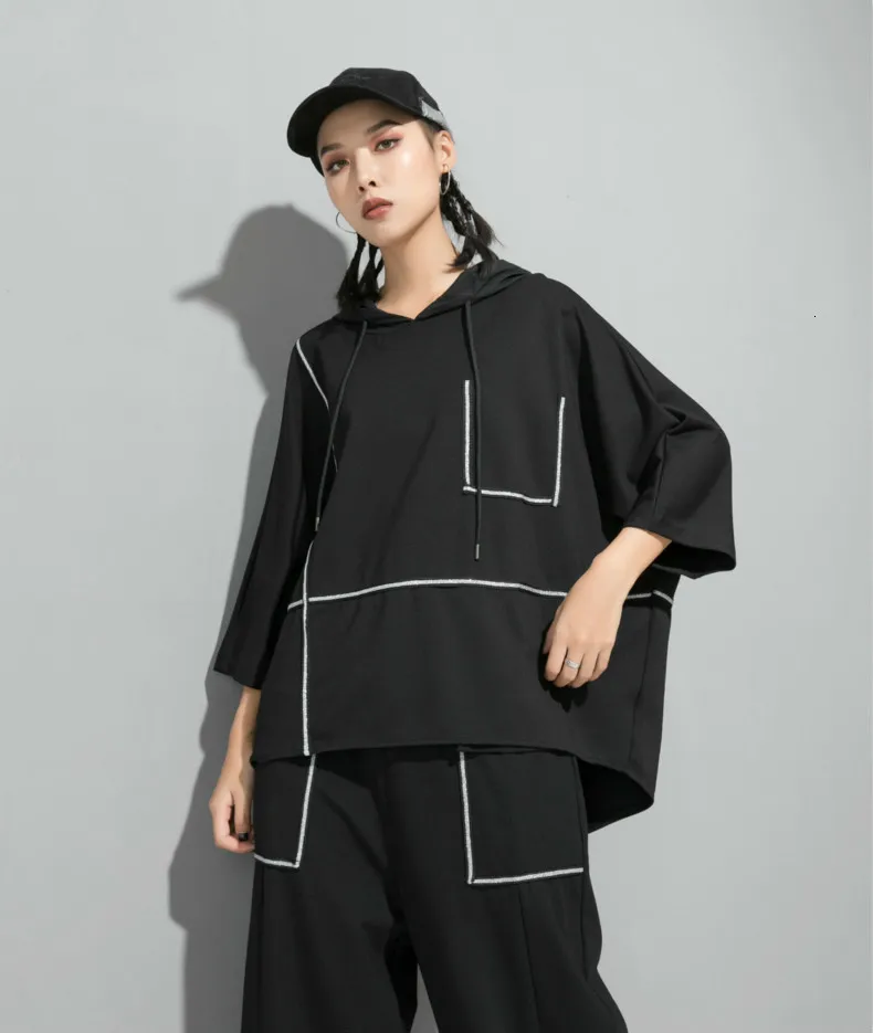 Max LuLu осень корейский модный стиль топы Дамская с капюшоном женская футболка винтажные полосатые футболки Повседневная одежда Большие размеры