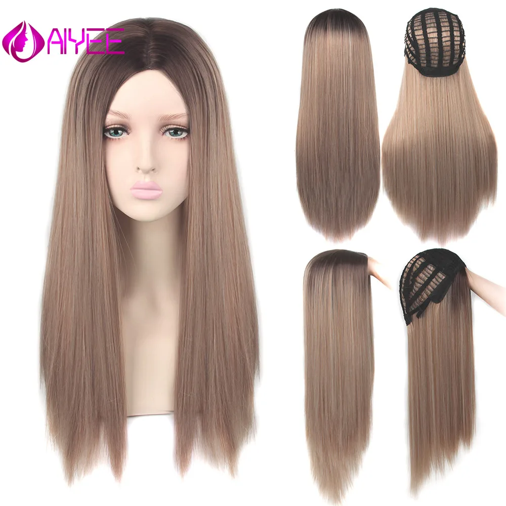 

AIYEE 26''22''Synthetic Wig Cosplay Wig Resistant Black Purple Green Colors Part Heat Wave Blonde Wig Ombre Synthetic Wig