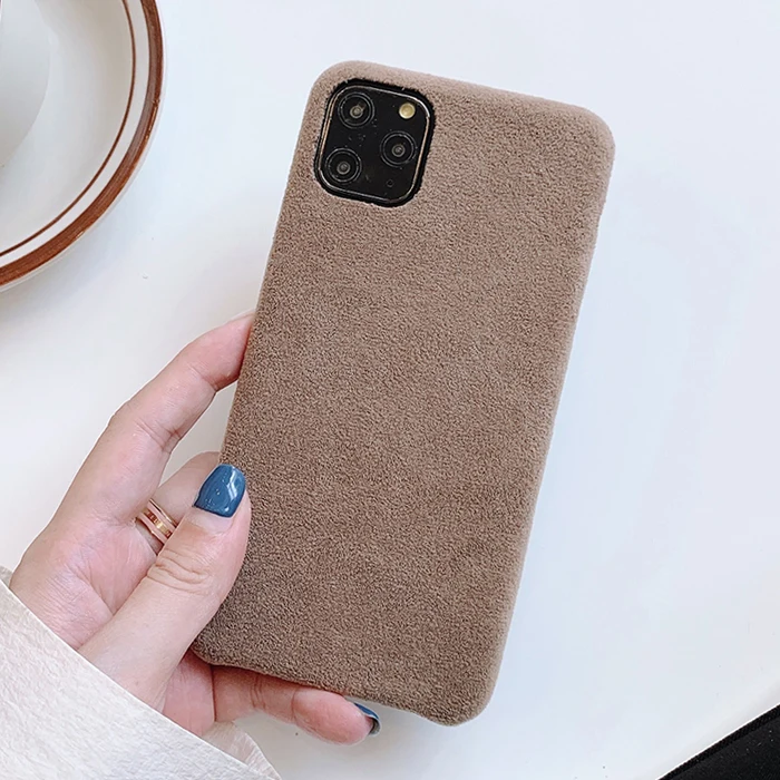 Модный теплый Гладкий замшевый Меховой чехол s для iphone 11 Pro Max чехол для телефона для iphone XR XS Max X 7 8 Plus задняя крышка чехол - Цвет: Коричневый
