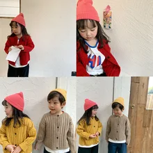 Весна ; свитер с длинными рукавами для девочек; кардиган с круглым вырезом