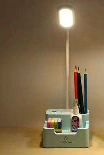 blue Многофункциональный USB Ночник светодиодные лампы для письменного стола лампа Дети сенсорный диммер защита глаз настольные лампы - Испускаемый цвет: blue