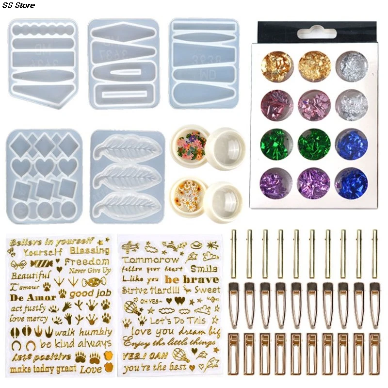 

1 Set Crystal Epoxy Resin Hair Clip Mold Hairpin Casting Silicone Mould DIY Crafts Jewelry Making Tools