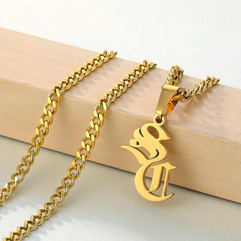 Custom Name Letters Necklaces & Pendants With 3mm Cuban Chain Stainless