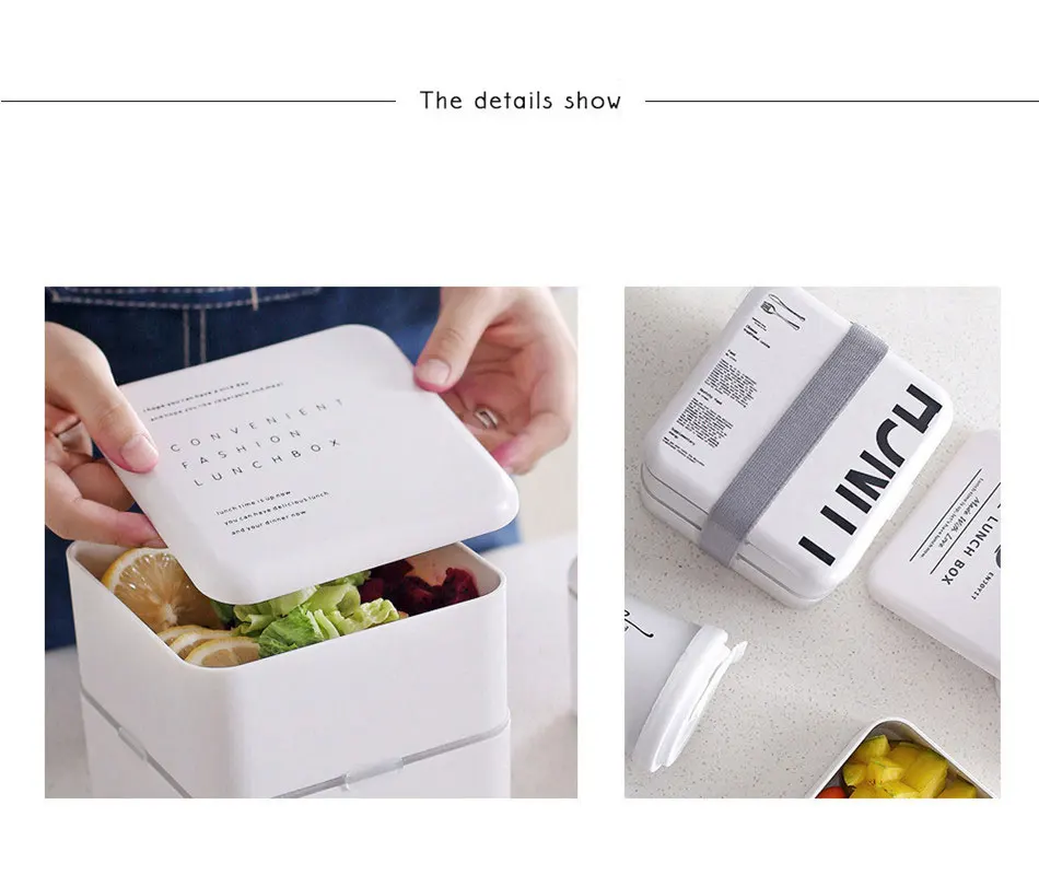Ланч-бокс квадратный 2 слоя Портативный Bento box изысканный узор Герметичный пищевой контейнер для пикника студенческий офисный работник
