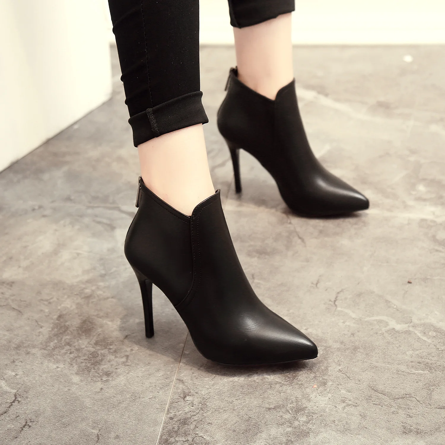 

Sharp With Short Boots High With Back Zipper Keep Warm Boots Short Boots Woman