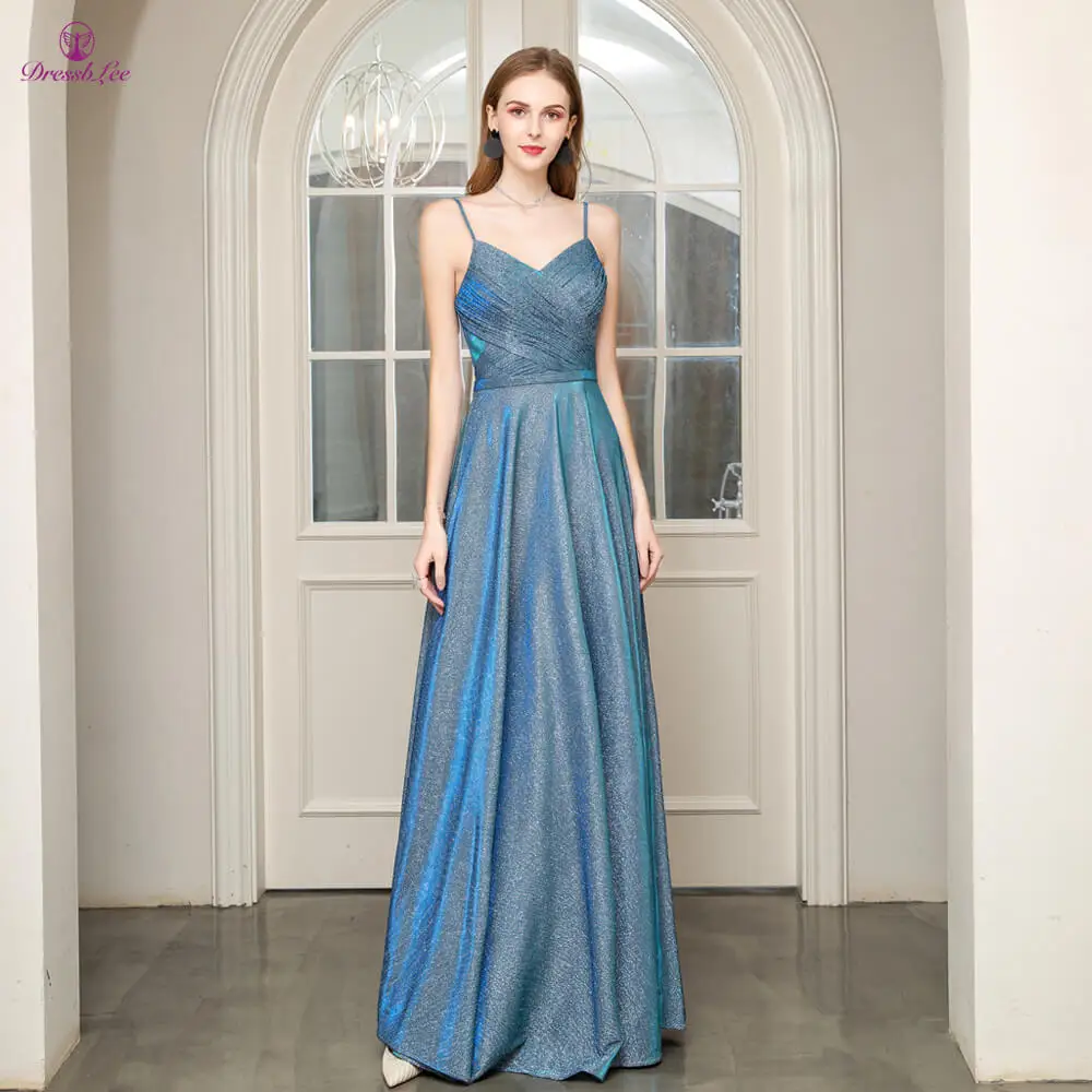 Vestido-de-festa длинное платье для выпускного вечера ТРАПЕЦИЕВИДНОЕ плиссированное платье на бретельках с открытой спиной для выпускного вечера