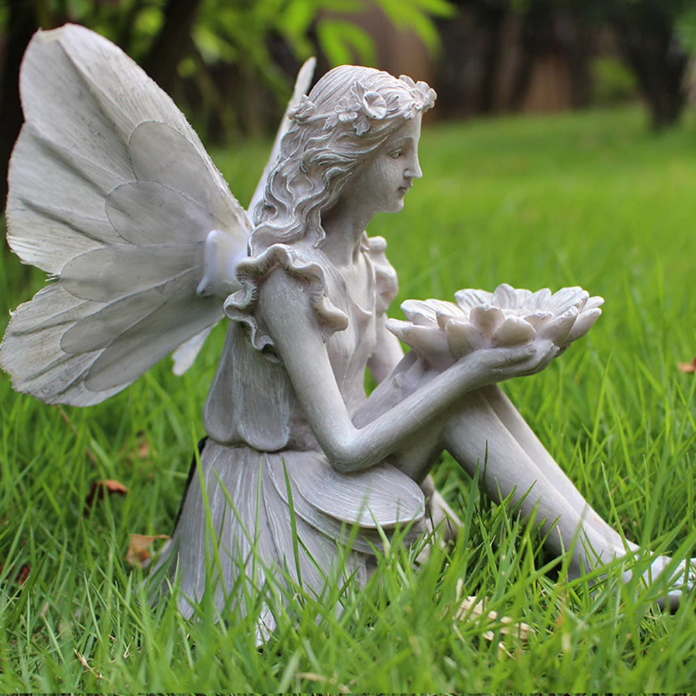 Resin Angel Statue Statue Desktop Outdoors Waterproof Angel Girl Wing