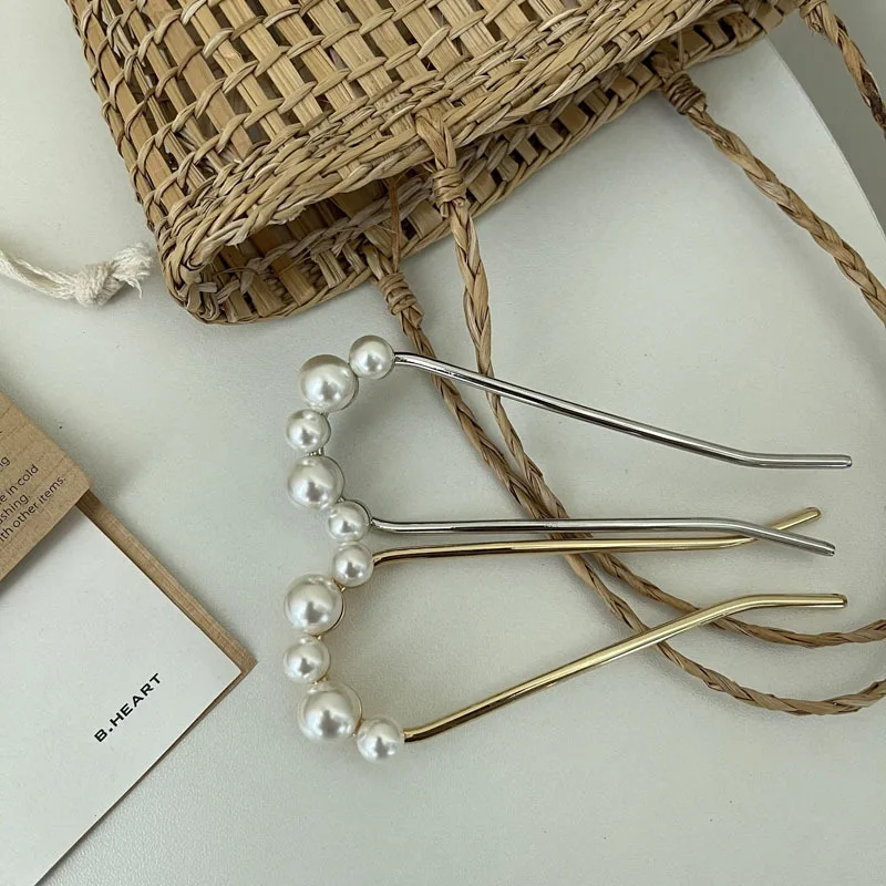 

Ruoshui Woman Pearl Hair Stick Metal Hairpins Ponytail Clips Women Hair Accessories Headwear Barrettes Hairgrip Ornaments