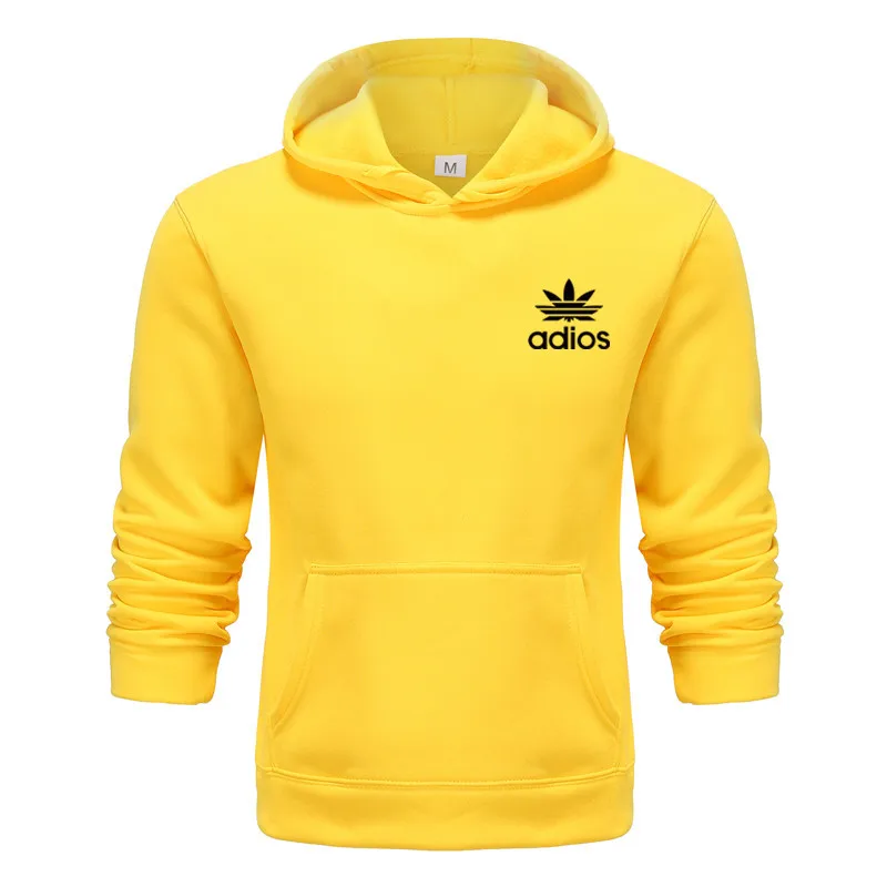 Yellow-Hoodie ADIOS Printing Men's Sets drop shipping hoodies+Pants Harajuku wholesale Sport Suits Casual Sweatshirts Tracksuit Sportswear - Цвет: Yellow-Hoodie