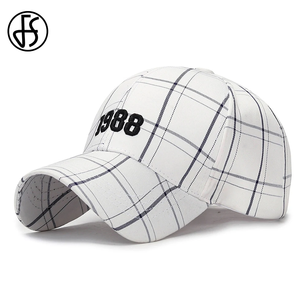 FS, унисекс, черно-белая кепка, модная клетчатая бейсболка, s, зимняя, для женщин и мужчин, шапка с застежкой сзади, для папы, шапки с вышивкой в виде цифр, Gorras Hombre