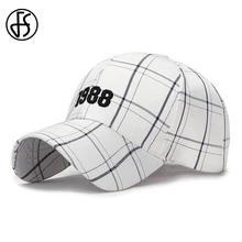 FS, унисекс, черно-белая кепка, модная клетчатая бейсболка, s, зимняя, для женщин и мужчин, шапка с застежкой сзади, для папы, шапки с вышивкой в виде цифр, Gorras Hombre