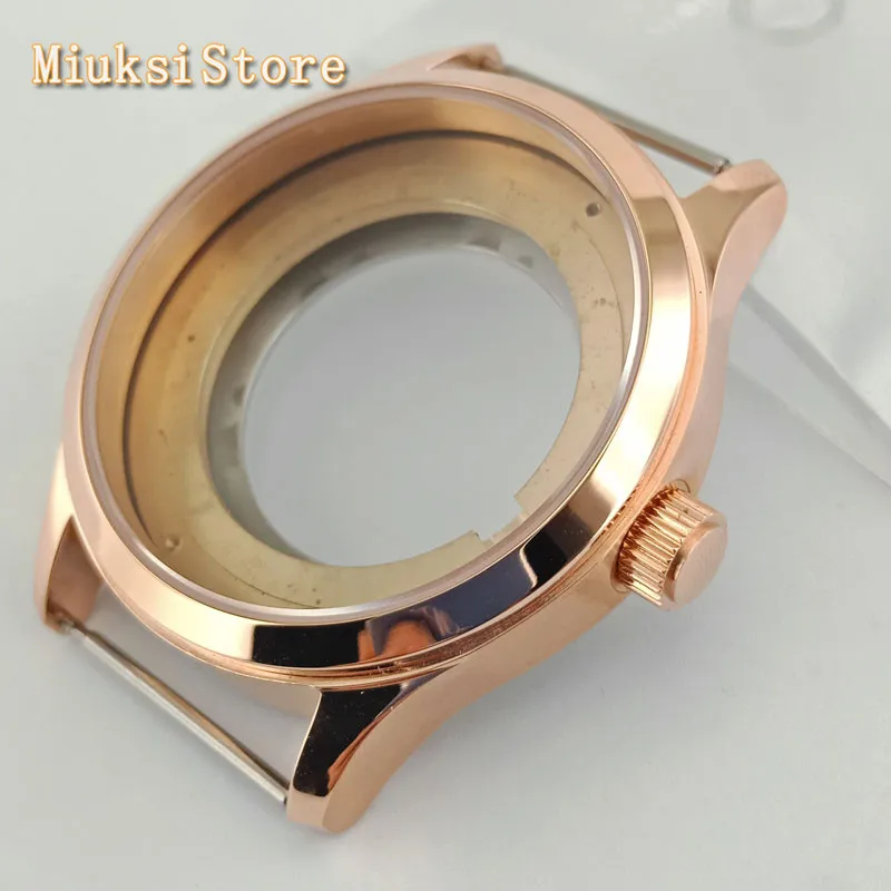 

42mm rose gold watch case sapphire crystal fit ETA 2836,Miyota 8205 8215 821A Mingzhu DG2813 3084 Movement