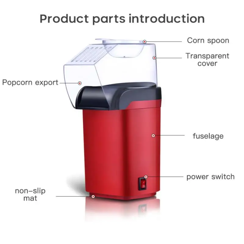 Mini Popcorn Machine Power-driven Family Expenses Automatic Popcorn Machine Children Oil-free Popcorn Maker Corn Popper
