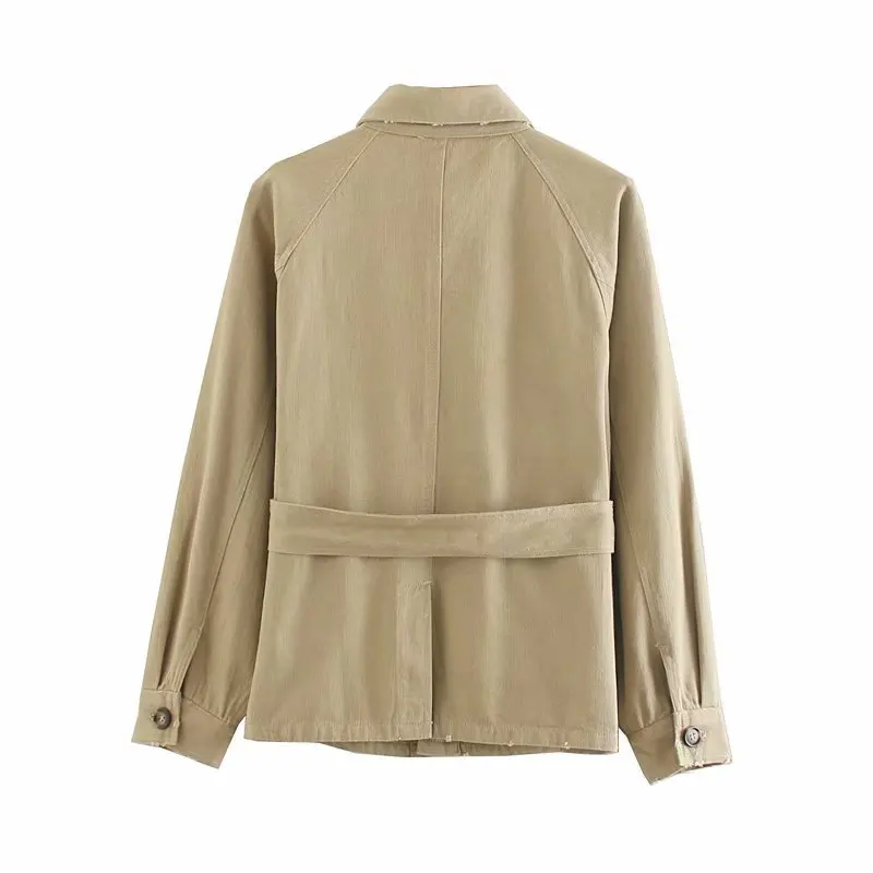remarkable  women winter jacke vintage army khaki coats and jackets women oversize coat streetwear sashes pocke