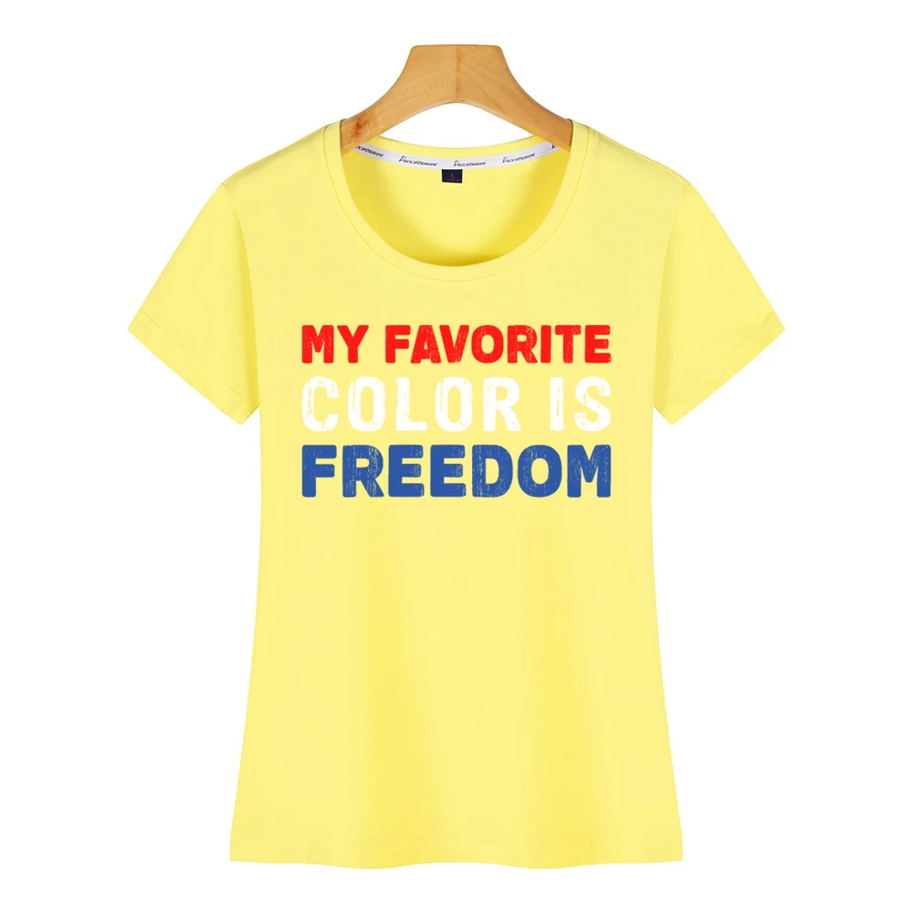 Женская футболка с круглым вырезом my favorite color is freedom independence day4th, винтажная женская футболка с принтом - Цвет: Yellow