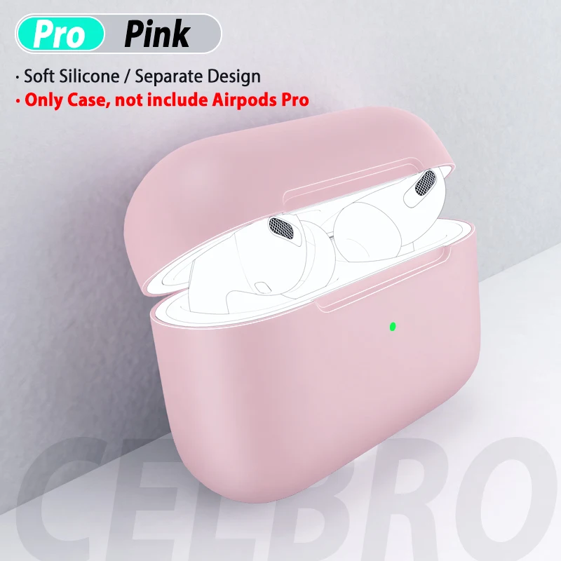 Цветной чехол-накладка для AirPods Pro, силиконовый беспроводной зарядный бампер для наушников Air Pods Pro 2 1, мягкий чехол, 1:1 - Цвет: Pink