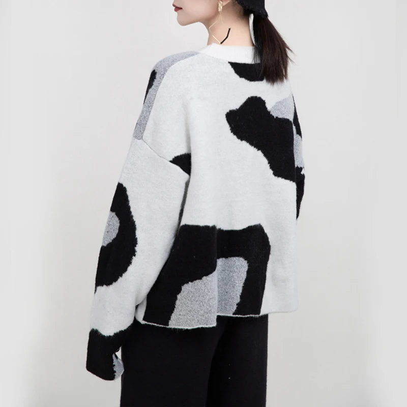 Top mujer femme mink cashmere fashion loose V-neck