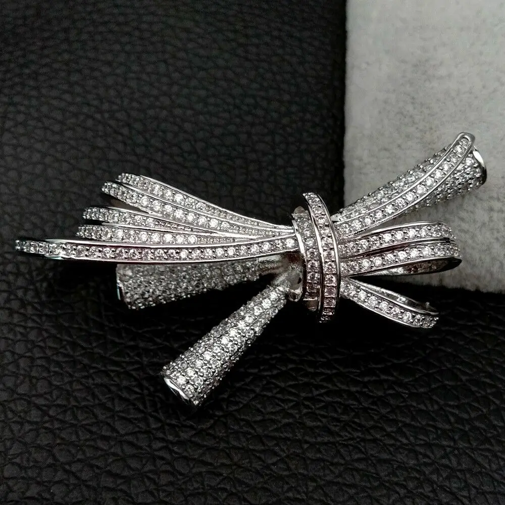 Micro pave 18k Глод заполненный прозрачный кубический цирконий бантом разъем для ожерелья