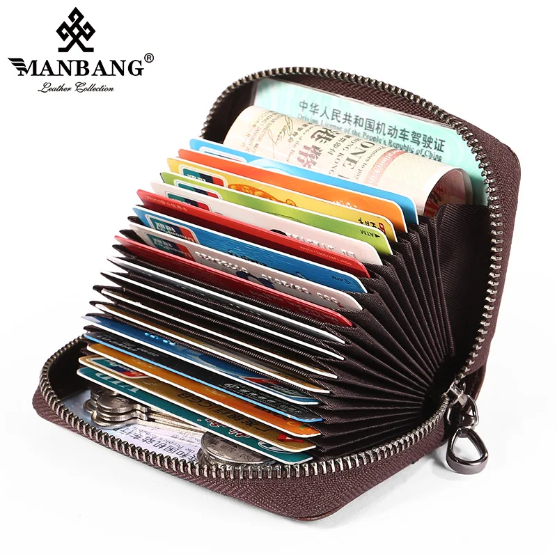 Credit Card Holder Wallet Genuine Leather Metal Aluminum Business Bank Card Case card wallet