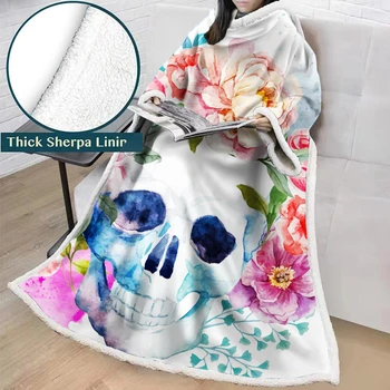 

Wearable Home Casual Warm Blanket with Sleeves Office Nap Cover Blanket Outdoor Travel Camping Soft Thicken Sleeves Blanket