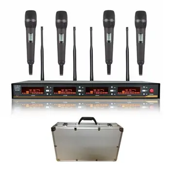

4 Channel UHF Handheld Wireless Microphone System including Karaoke,KTV,School, Conference,Stage,Wedding,outdoor concerts,Stage